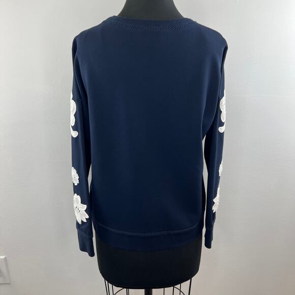 Victoria Beckham x Target Navy Blue White Floral Applique Crew Neck Sweatshirt S - Picture 4 of 7